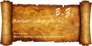 Barber Zakariás névjegykártya